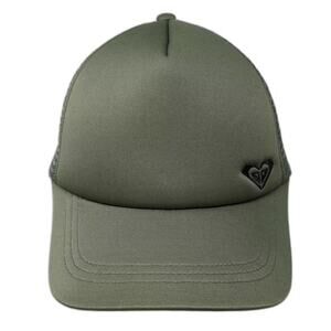 Roxy Trucker Hat Green Black Snapback One Size Mesh Adjustable Embroidered Cap